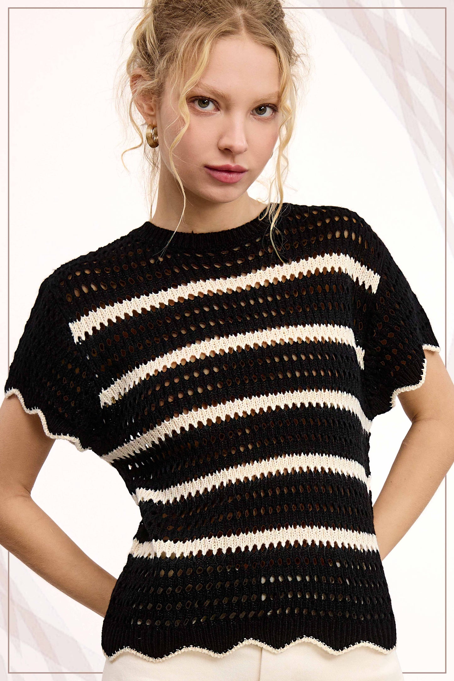 Elyse Scalloped Sweater Top