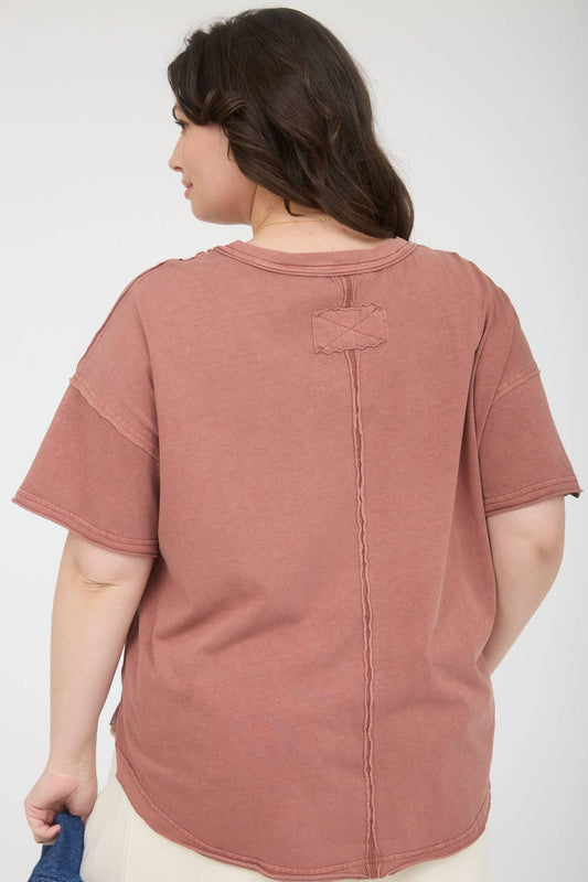 Exposed Seam Round Neck Tee