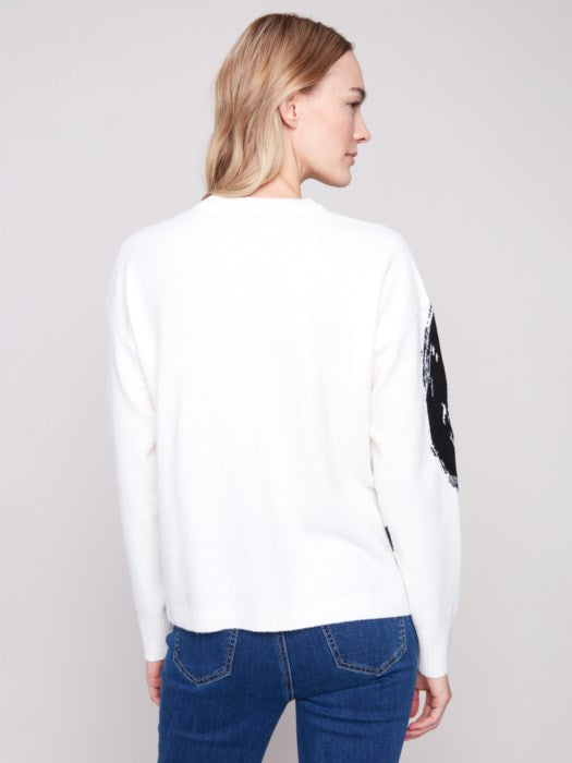 Placed Jacquard Crew Neck Sweater