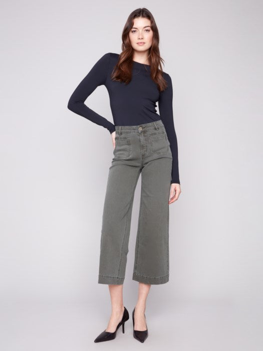Patch Pocket Flare Twill Pants - Clearance No Returns