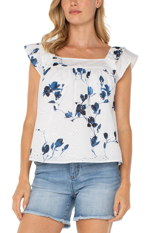 Squared Floral Top