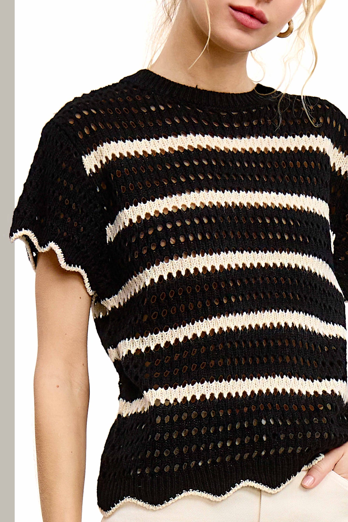 Elyse Scalloped Sweater Top