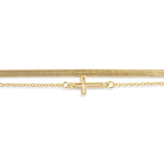 Layered Cross Gold Bracelet