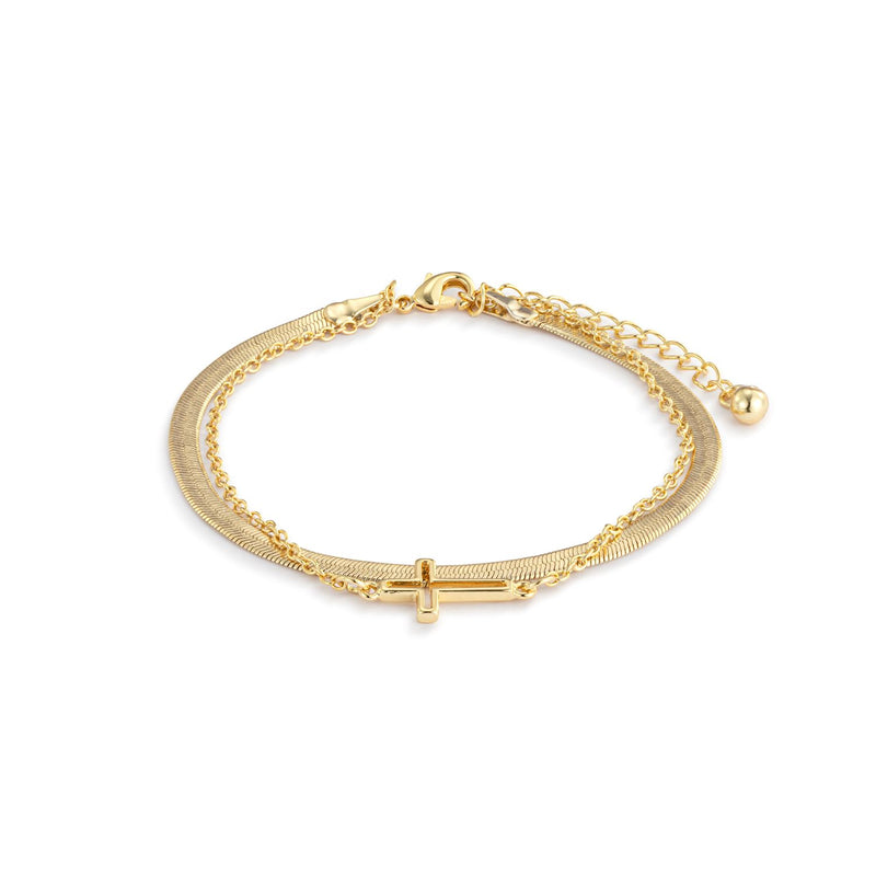 Layered Cross Gold Bracelet