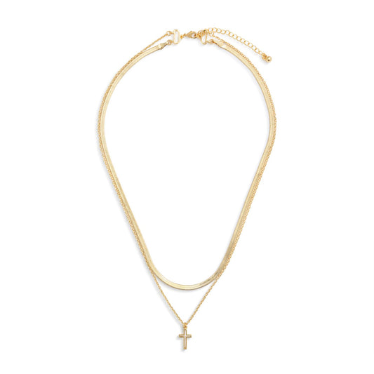 Layered Cross Gold Necklace