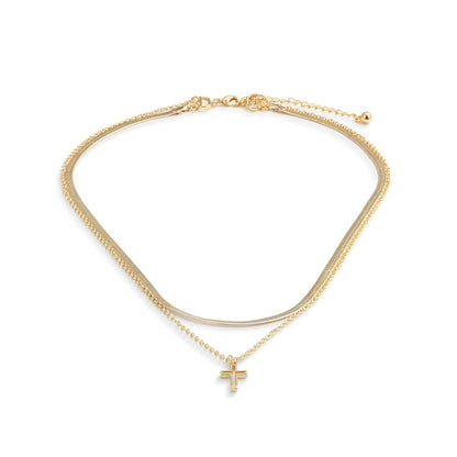 Layered Cross Gold Necklace