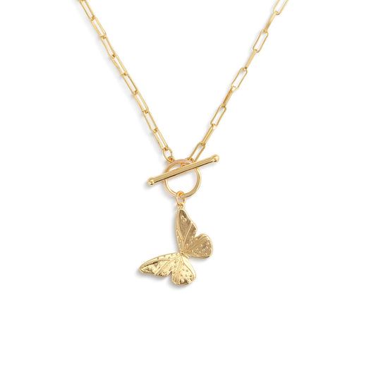 Butterfly Toggle Gold Necklace