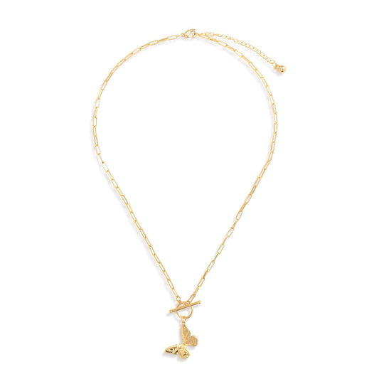Butterfly Toggle Gold Necklace