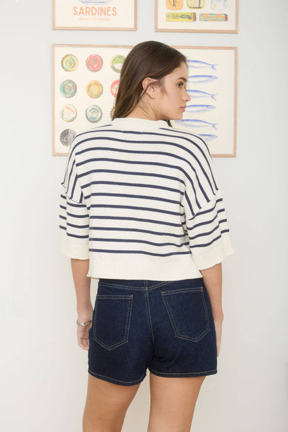 Raw Edge Striped Top