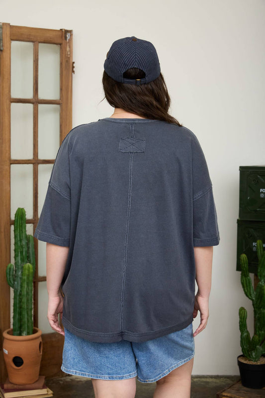 Washed Exposed Seam Tee