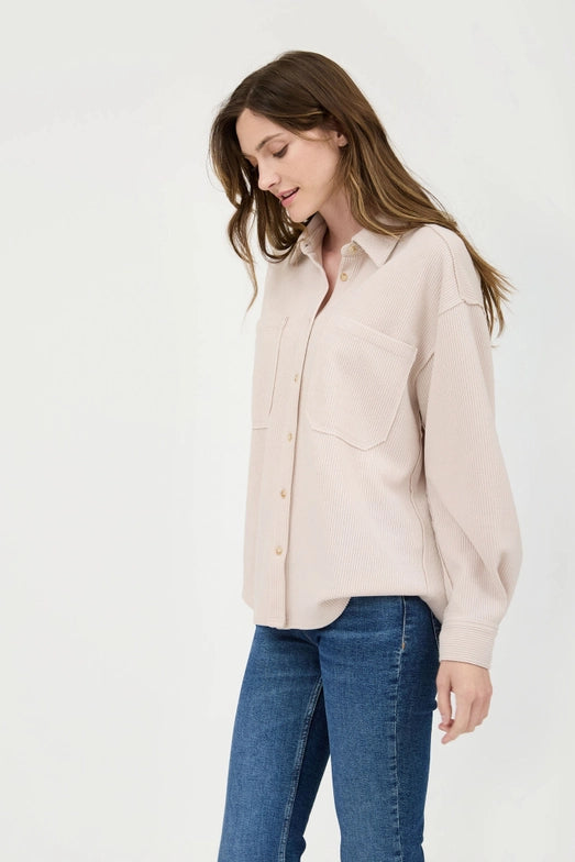 Free Falling Ribbed Button Up