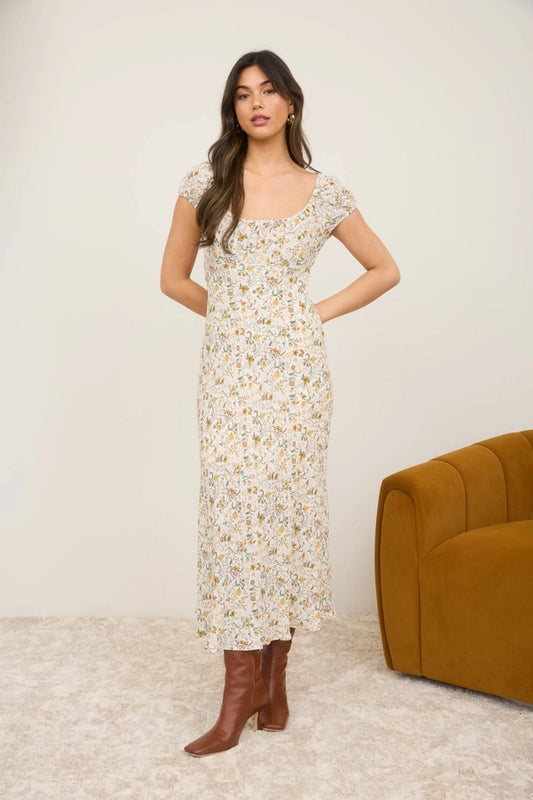 Floral Scoop Neck Dress