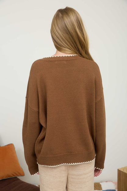 Contrast Stitch Sleeve Sweater
