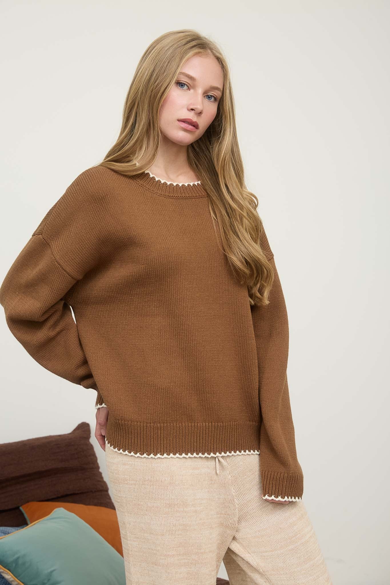 Contrast Stitch Sleeve Sweater