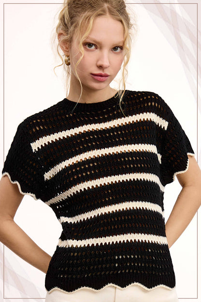 Elyse Scalloped Sweater Top
