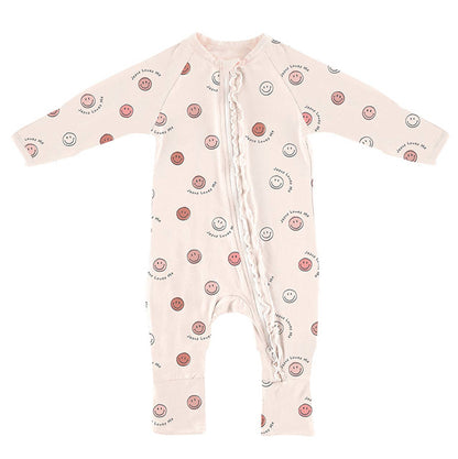 Cozy Rompers With Ruffle - Jesus Loves Me Pink