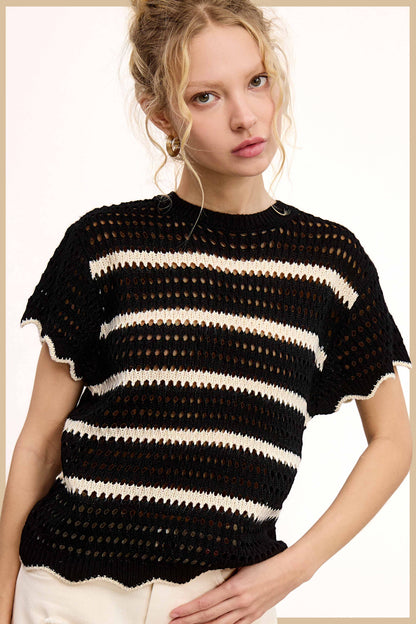Elyse Scalloped Sweater Top