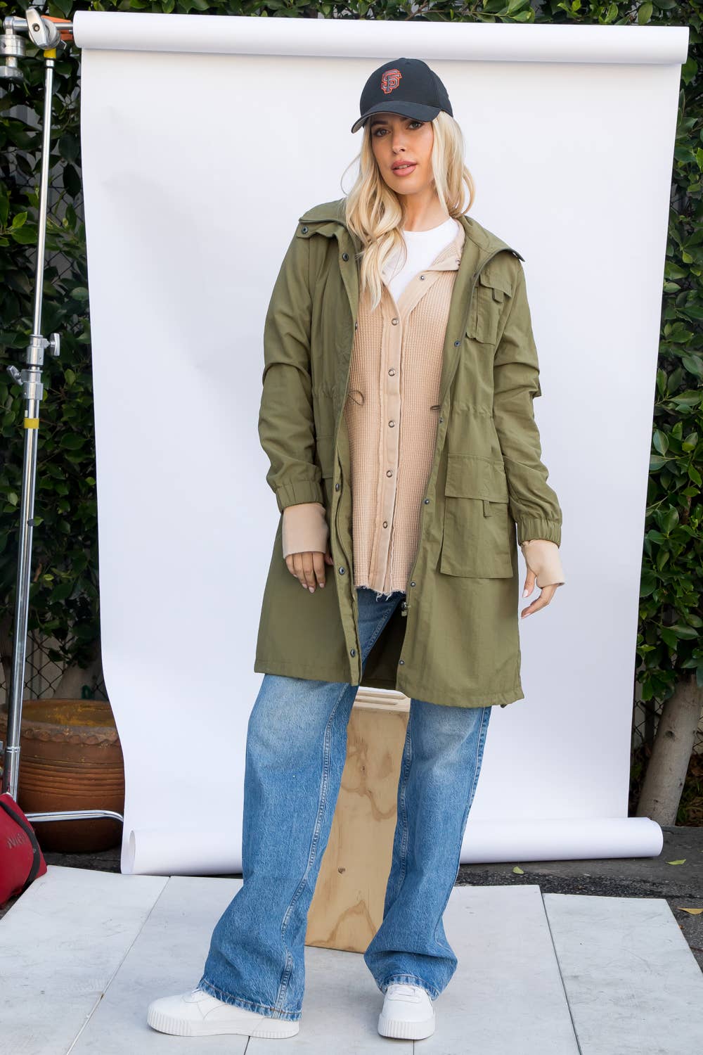 Dry Nylon Long Anorak Hooded Windbreaker