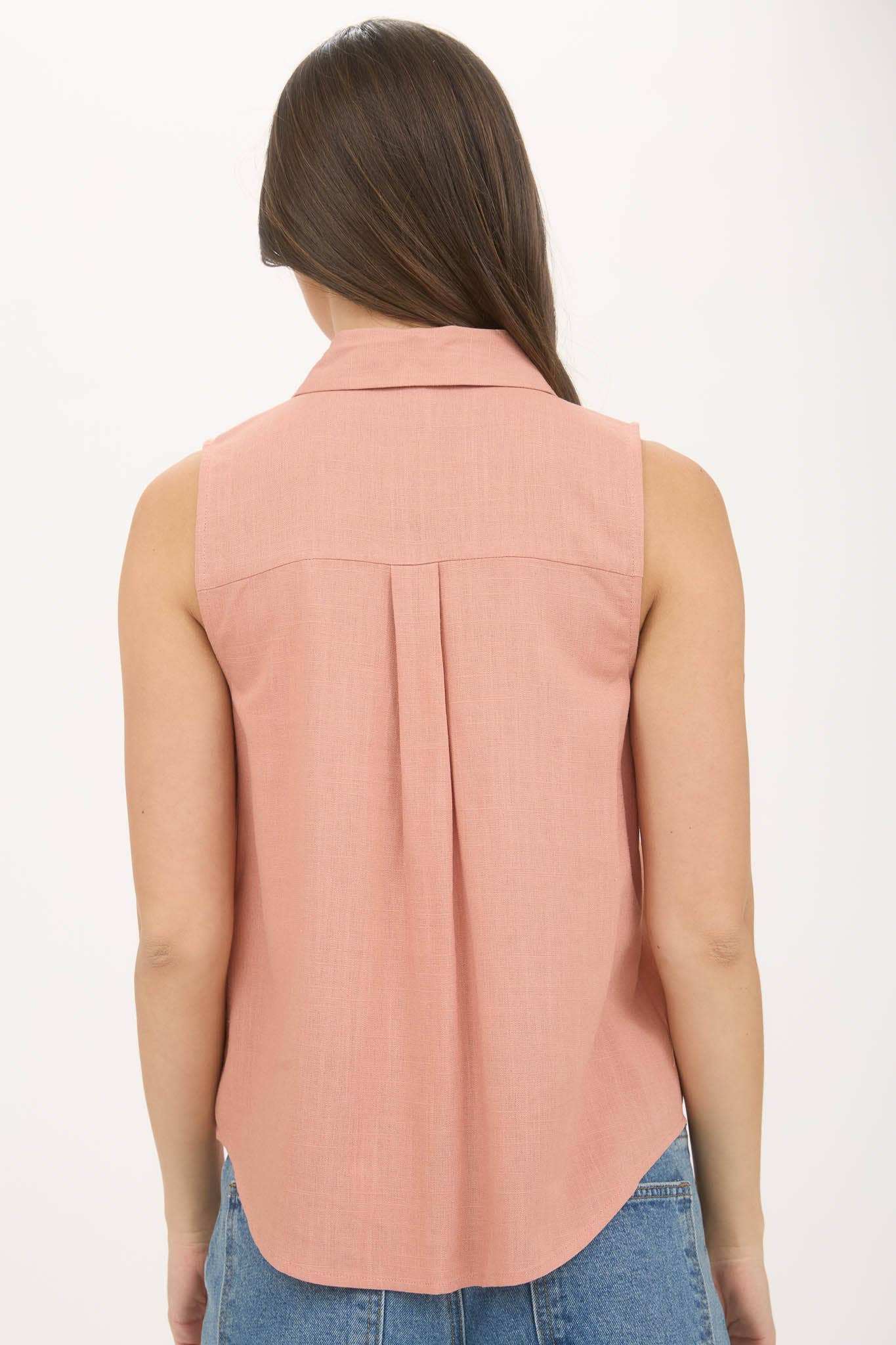Collared Sleeveless Button Up
