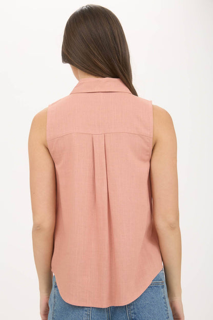 Collared Sleeveless Button Up