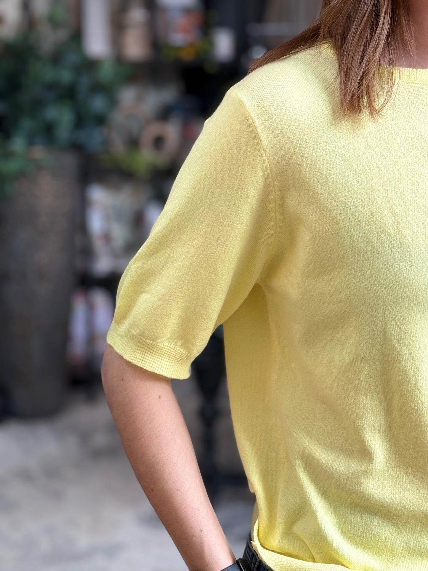 Puffy Sleeve Basic Stretchy Knit Top