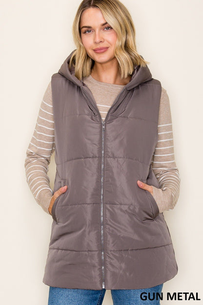 Gun Metal hooded Vest