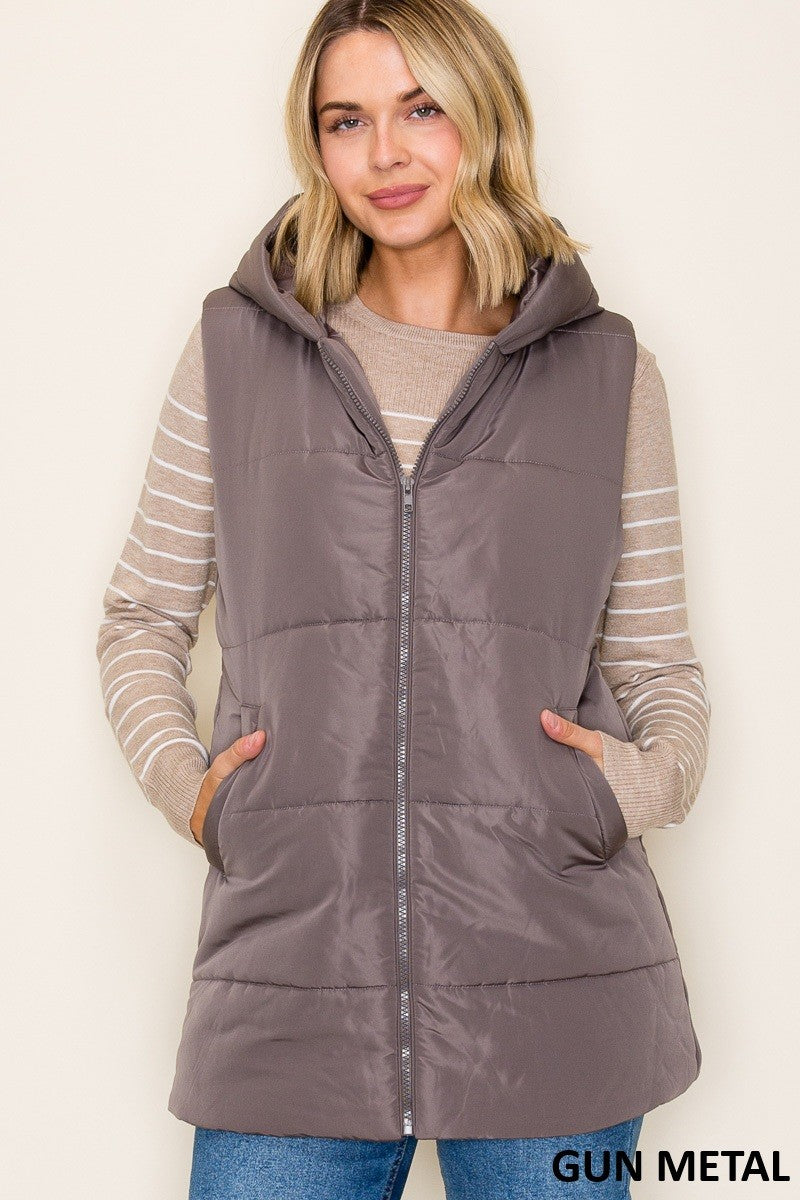 Gun Metal hooded Vest