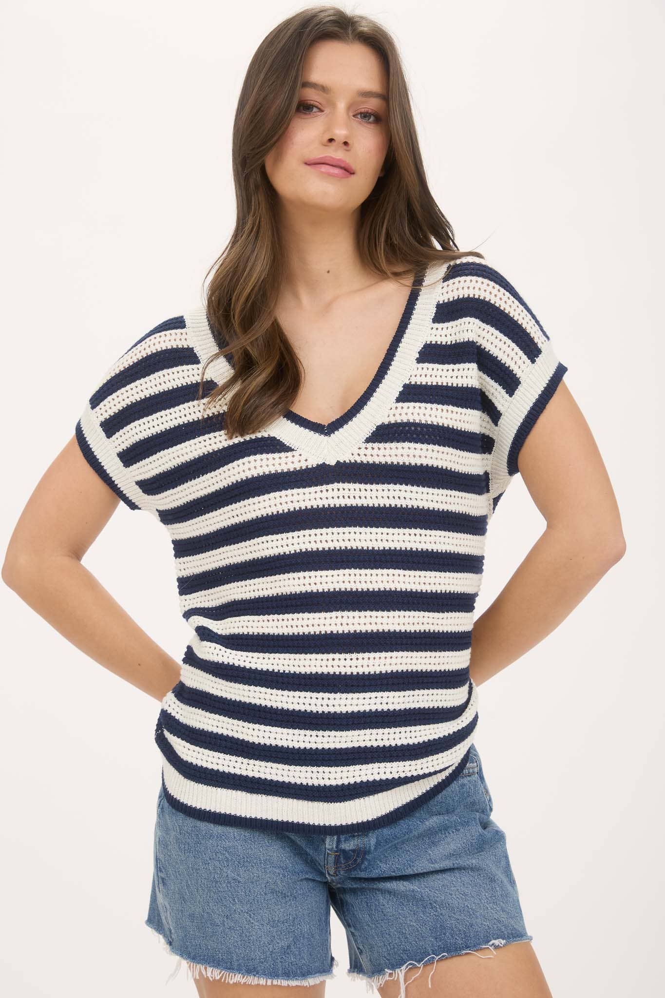Striped Crochet Top- NO RETURN