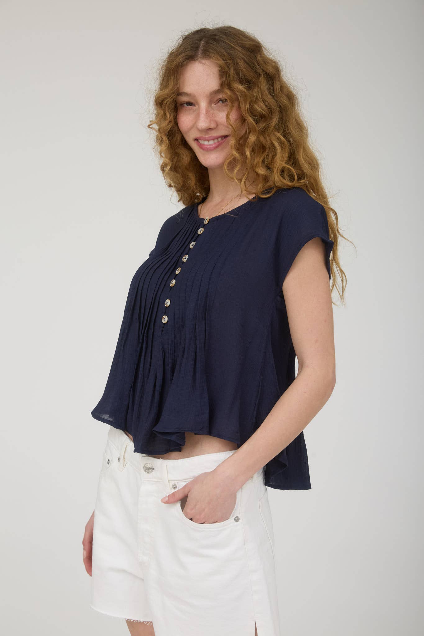 Pintuck Detail Top