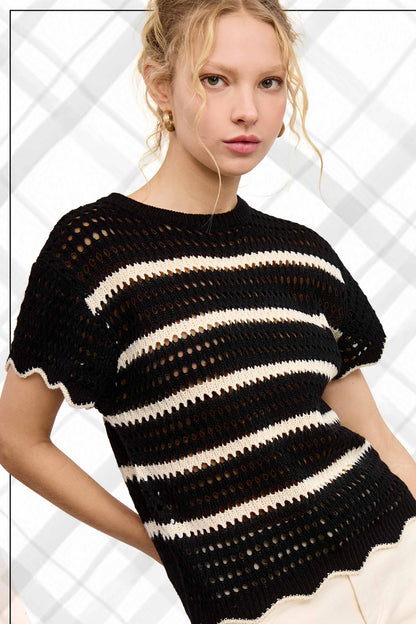 Elyse Scalloped Sweater Top