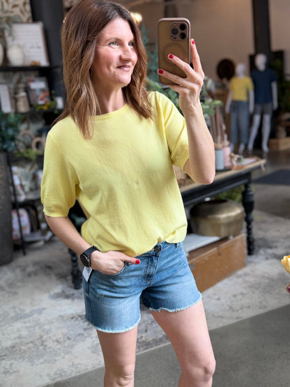 Puffy Sleeve Basic Stretchy Knit Top