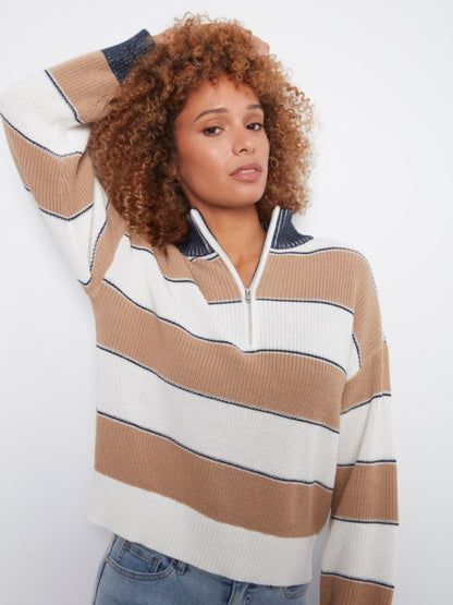 Striped Half Zip Sweater