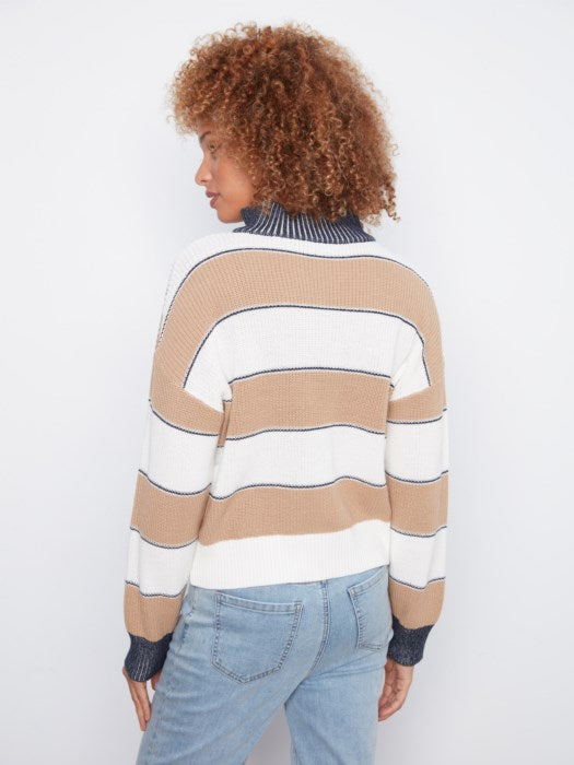 Striped Half Zip Sweater