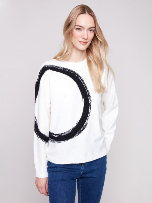 Placed Jacquard Crew Neck Sweater