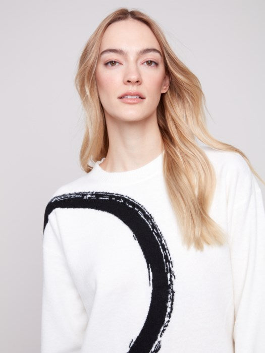 Placed Jacquard Crew Neck Sweater