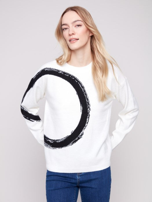 Placed Jacquard Crew Neck Sweater