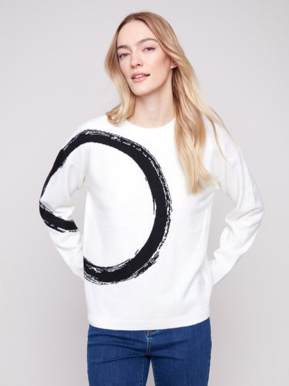 Placed Jacquard Crew Neck Sweater