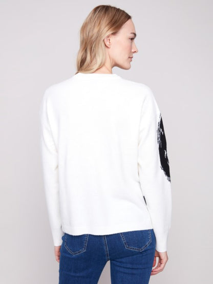 Placed Jacquard Crew Neck Sweater