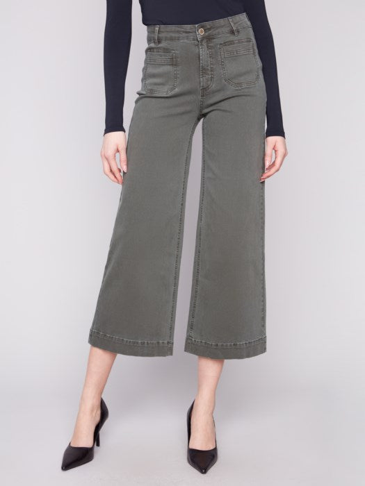 Patch Pocket Flare Twill Pants - Clearance No Returns