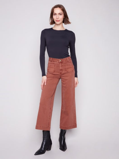 Patch Pocket Flare Twill Pants - Clearance No Returns