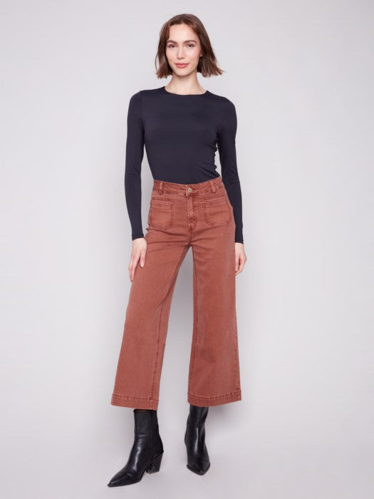 Patch Pocket Flare Twill Pants