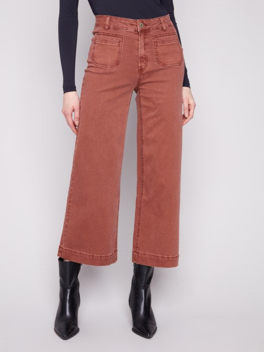 Patch Pocket Flare Twill Pants - Clearance No Returns