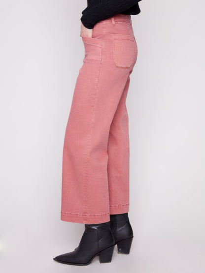 Cropped Wide Leg Stretch Twill Pants - Clearance No Returns