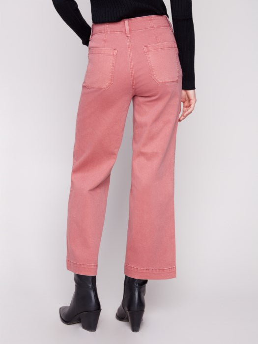 Cropped Wide Leg Stretch Twill Pants - Clearance No Returns
