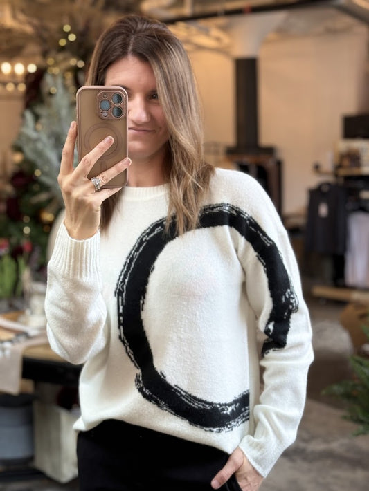 Placed Jacquard Crew Neck Sweater