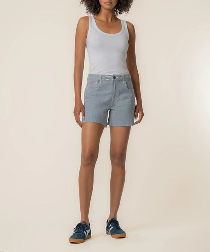 Blue Striped Jane High Short w/raw hem