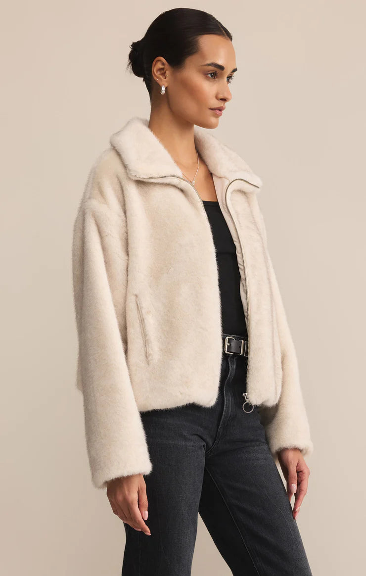 Amethyst Faux Fur Jacket Crystal