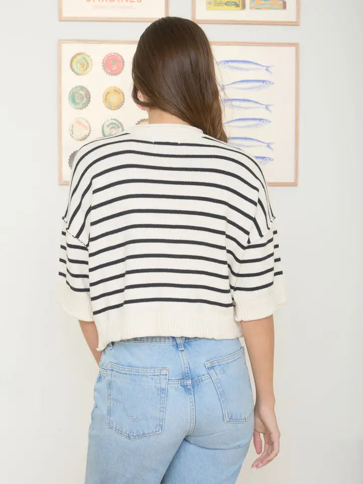 Raw Edge Striped Top