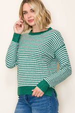 Checkered Sage Sweater