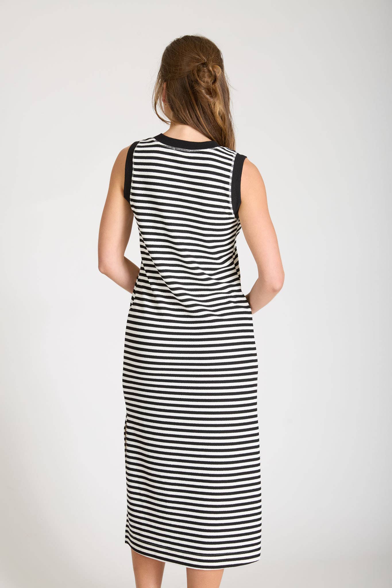 Striped Henley Midi Dress